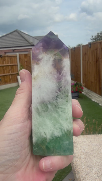 6 Stunning Feather Fluorite Points/Towers