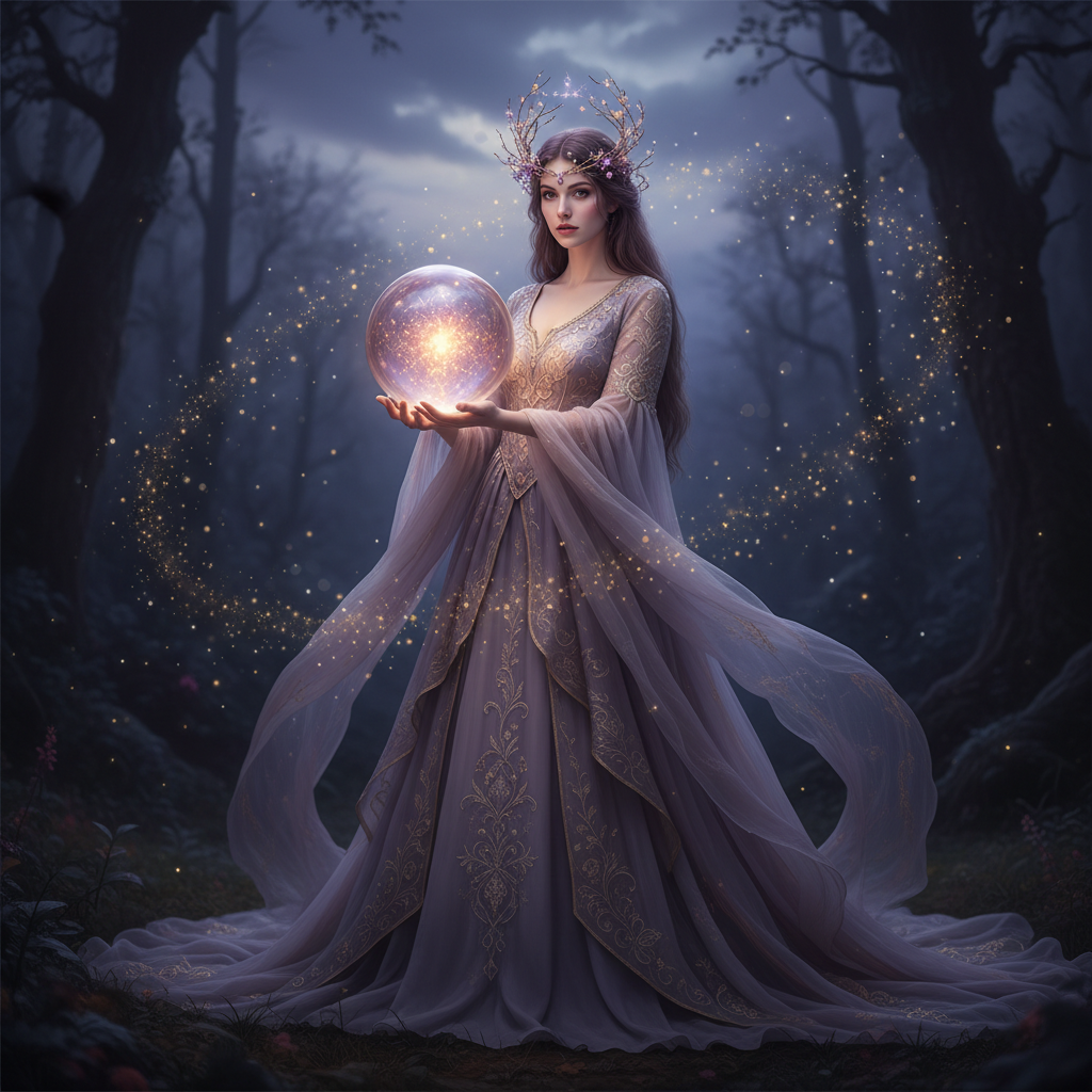 Witch holding a crystal ball